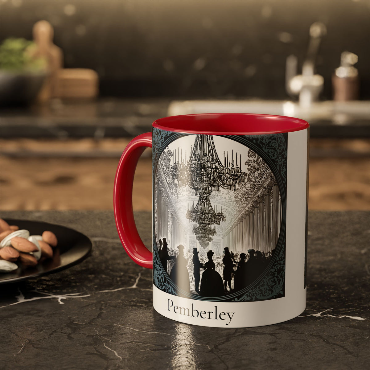 Pemberley Ballroom Illustration Mug | Color Accent Ceramic Mug