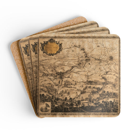 Copy of Jane Austen's Grand Tour of Bath - Vintage Map — Antique Atlas Drink Coasters (4-Pack)