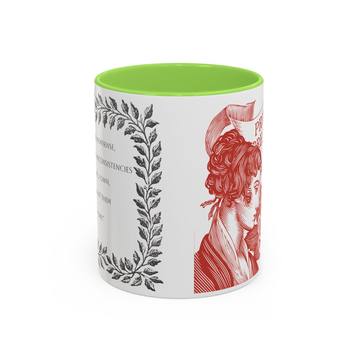 "...follies and nonsense" Elizabeth Bennet Quote  —  Pride & Prejudice Floral Mug (11oz/15oz)