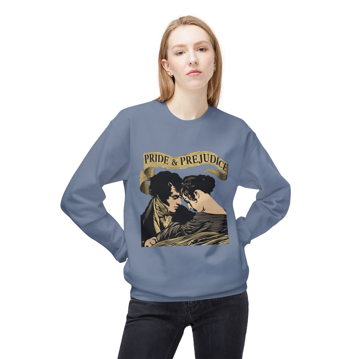 Sepia Toned Pride & Prejudice Crewneck Sweatshirt — Vintage Romance Literary Pullover