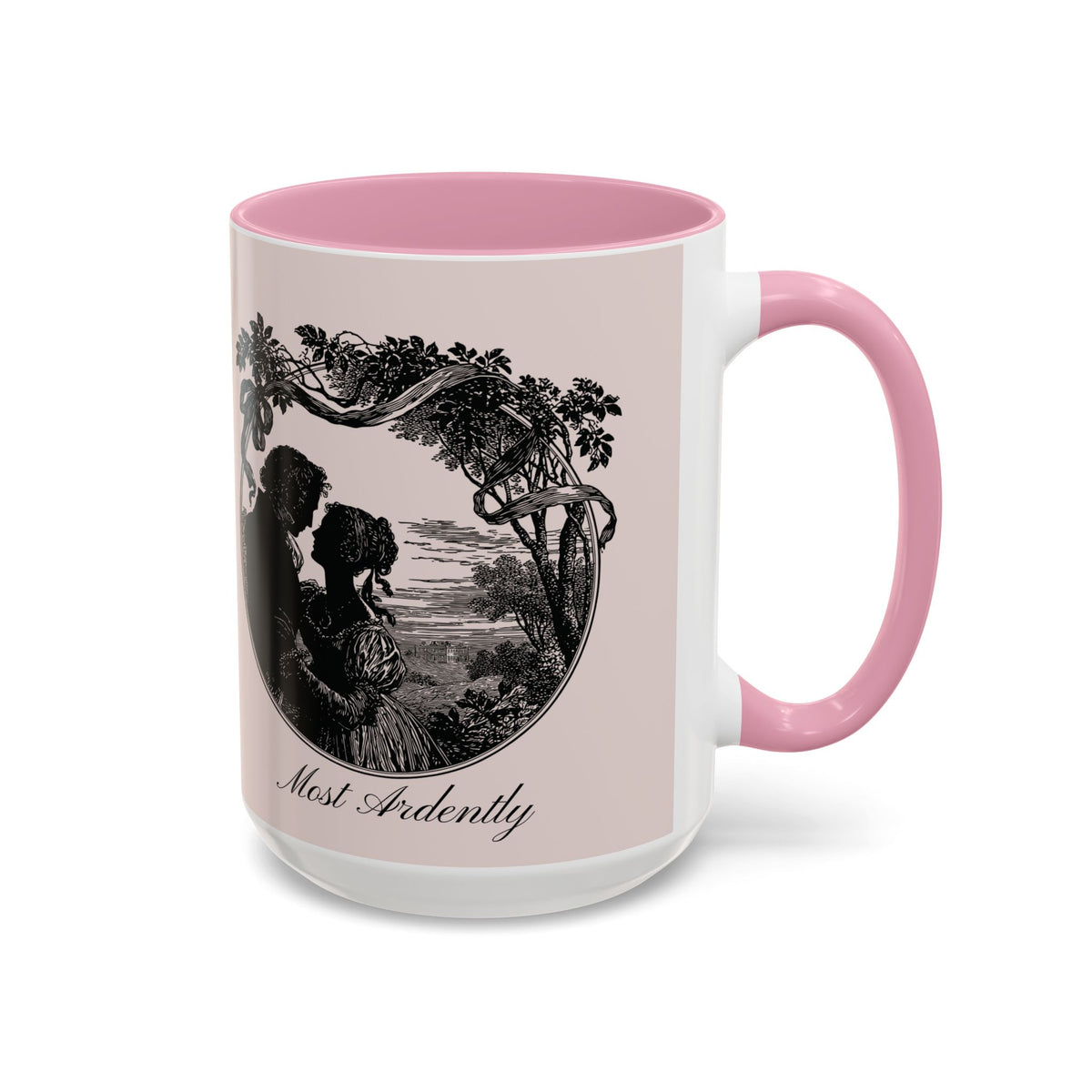 Romantic Vintage Silhouette Mug — "Most Ardently" Tea Coffee Cup (11oz/15oz)