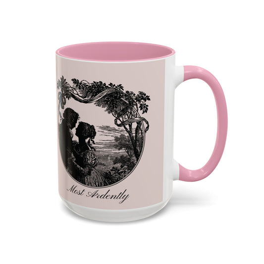 Romantic Vintage Silhouette Mug — "Most Ardently" Tea Coffee Cup (11oz/15oz)