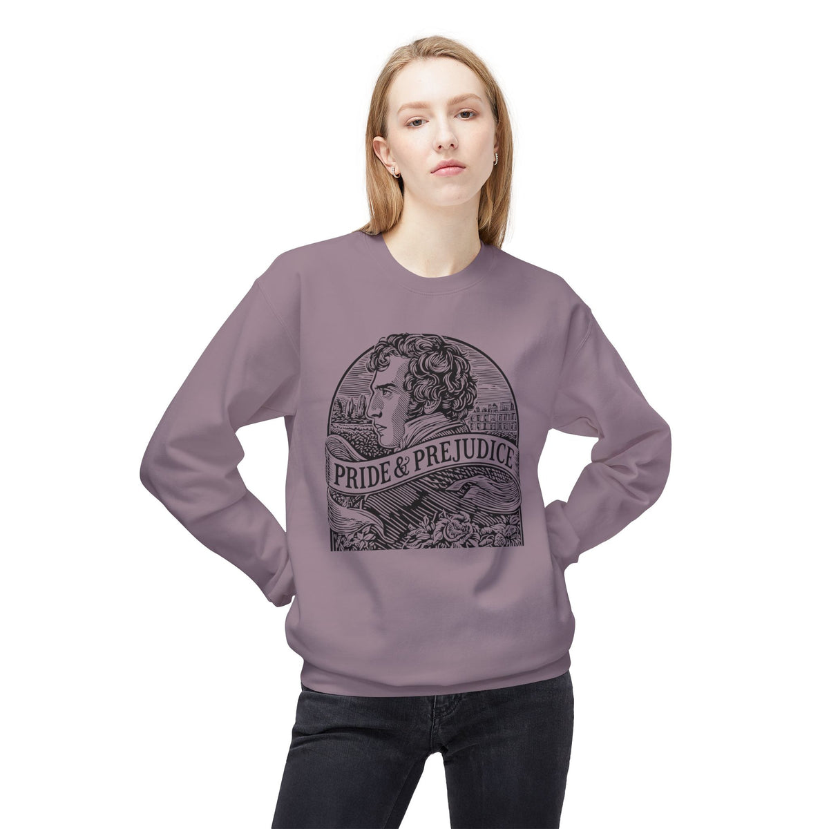Pride & Prejudice Literary Crewneck Sweatshirt — "Swiped Right" Back
