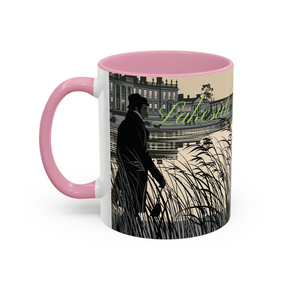 Strolling Lakeside with Mr. Darcy  —  Scenic Lakeside Vintage Gentleman Mug (11oz & 15oz)