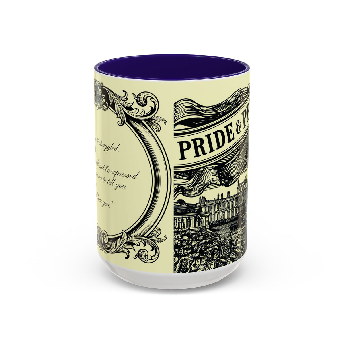 Pride & Prejudice Vintage Illustration Ceramic Mug — Mr. Darcy at Pemberley with Quote (11oz/15oz)