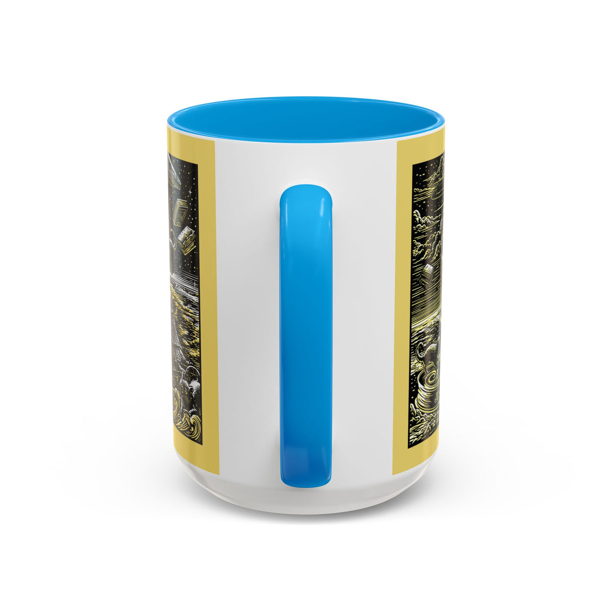 "Just One More Chapter" Under UFO Illustration Mug | Color Accent Coffee Cup