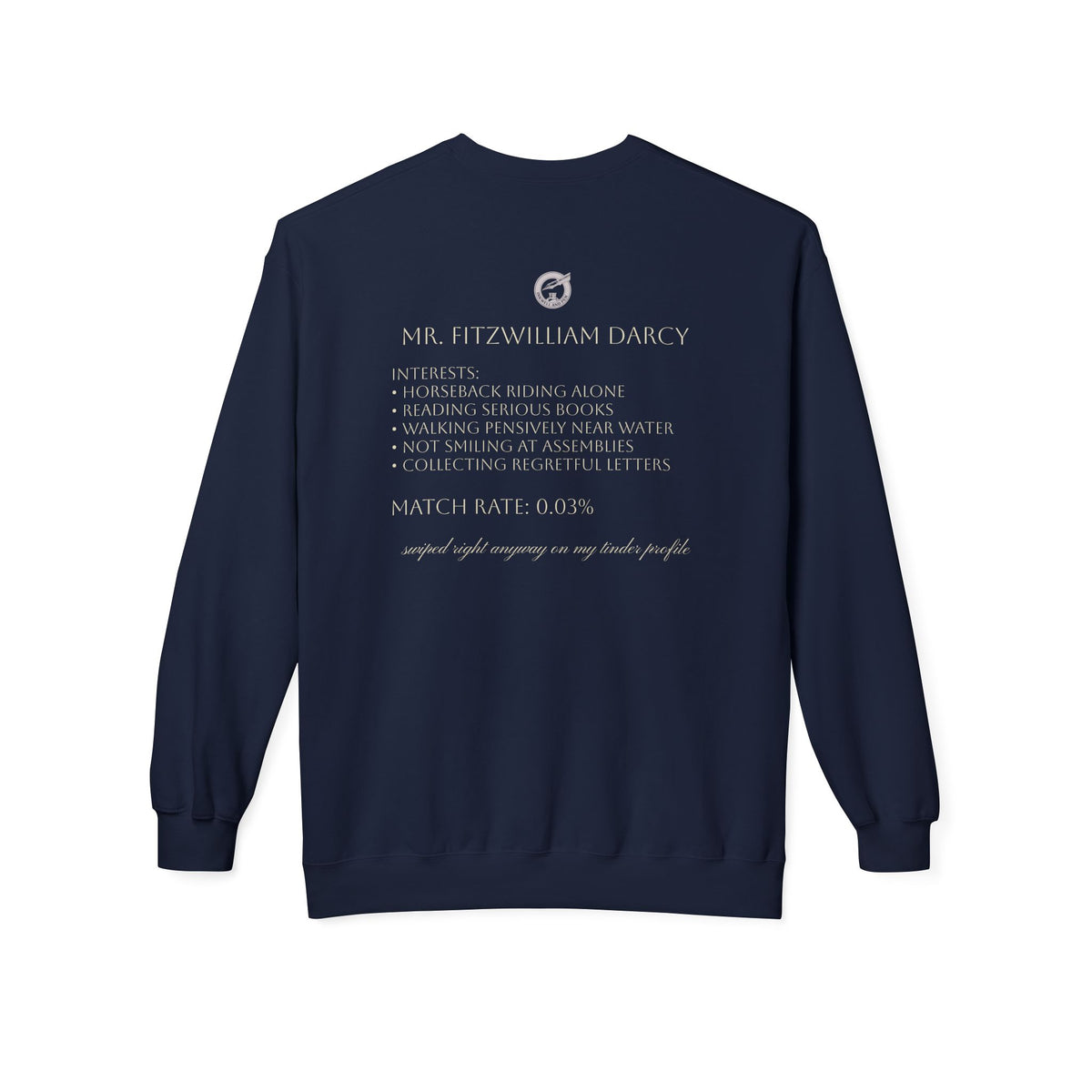 Mr. Darcy Crewneck Sweatshirt — "Mr. Darcy at Pemberley" Classic Jane Austen Sweatshirt