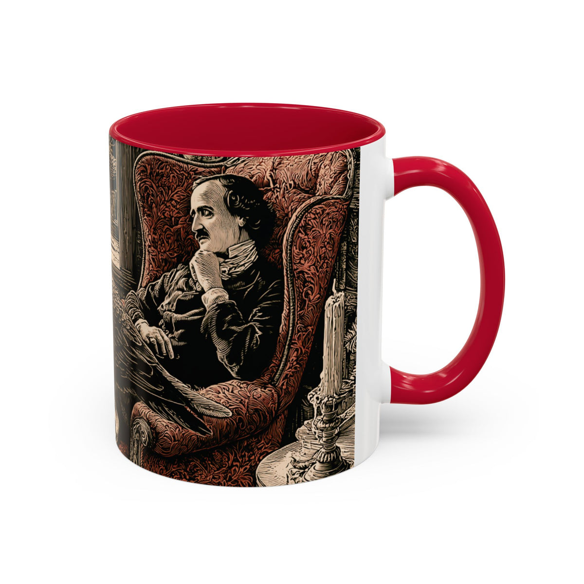 Edgar Allan Poe Raven Portrait Mug | Ceramic Coffee Cup