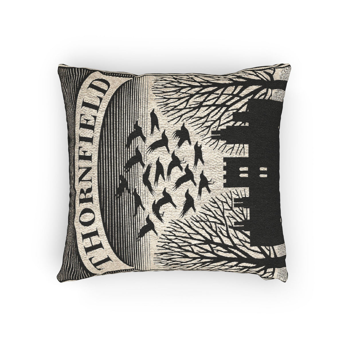 Gothic Manor Woven Pillow — Thornfield Hall Silhouette Throw