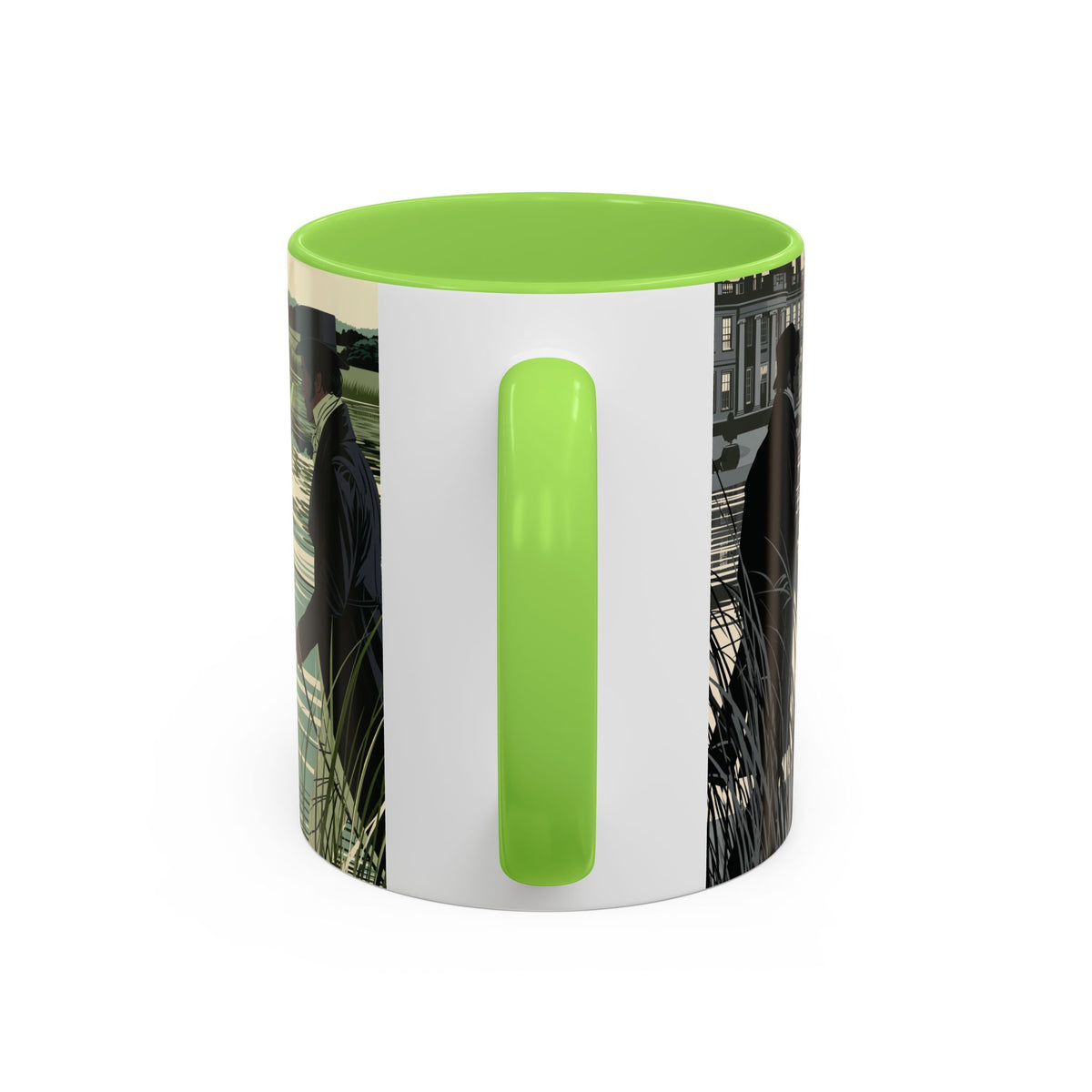 Strolling Lakeside with Mr. Darcy  —  Scenic Lakeside Vintage Gentleman Mug (11oz & 15oz)