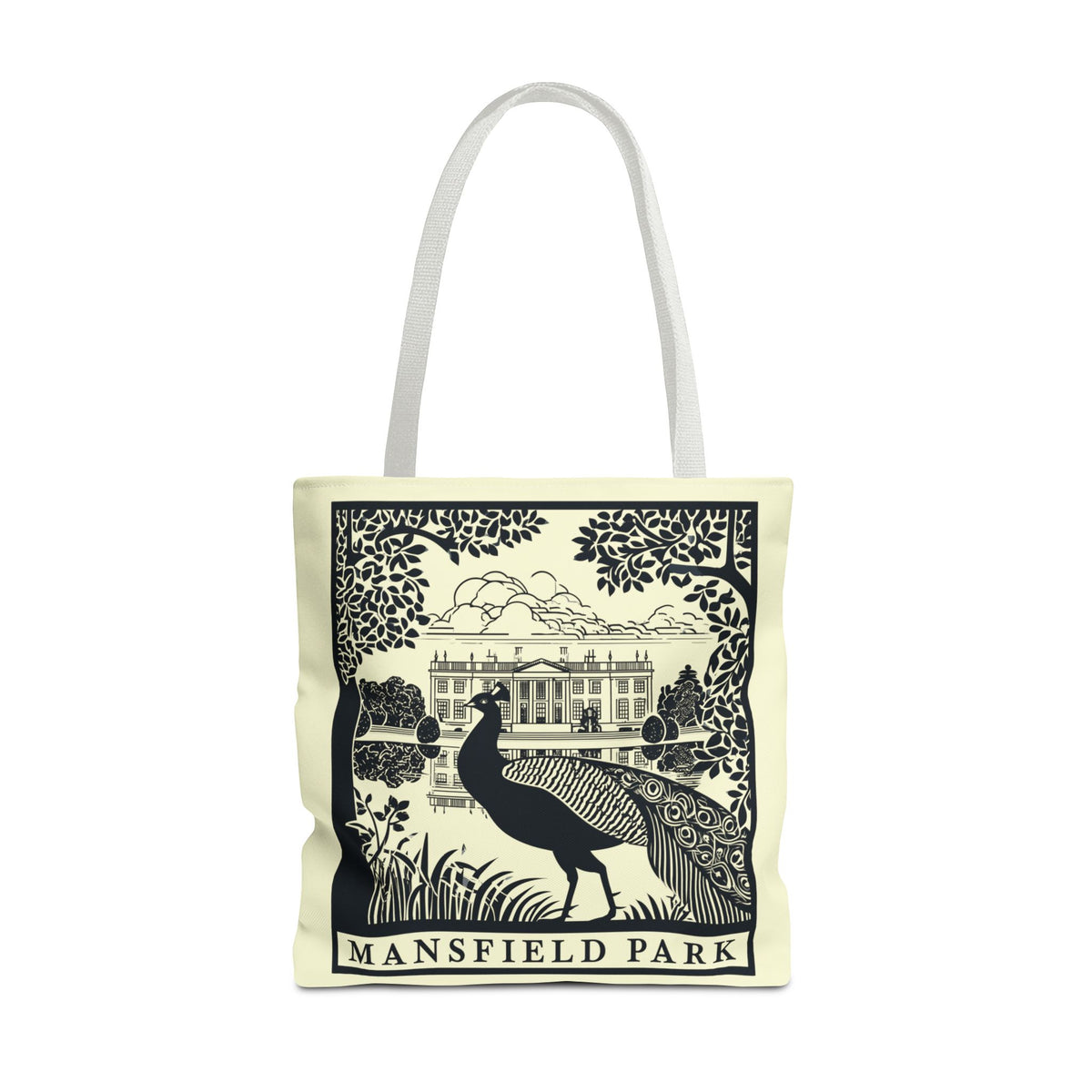 Mansfield Park Illustrated Tote — Vintage Estate Peacock Tote Bag