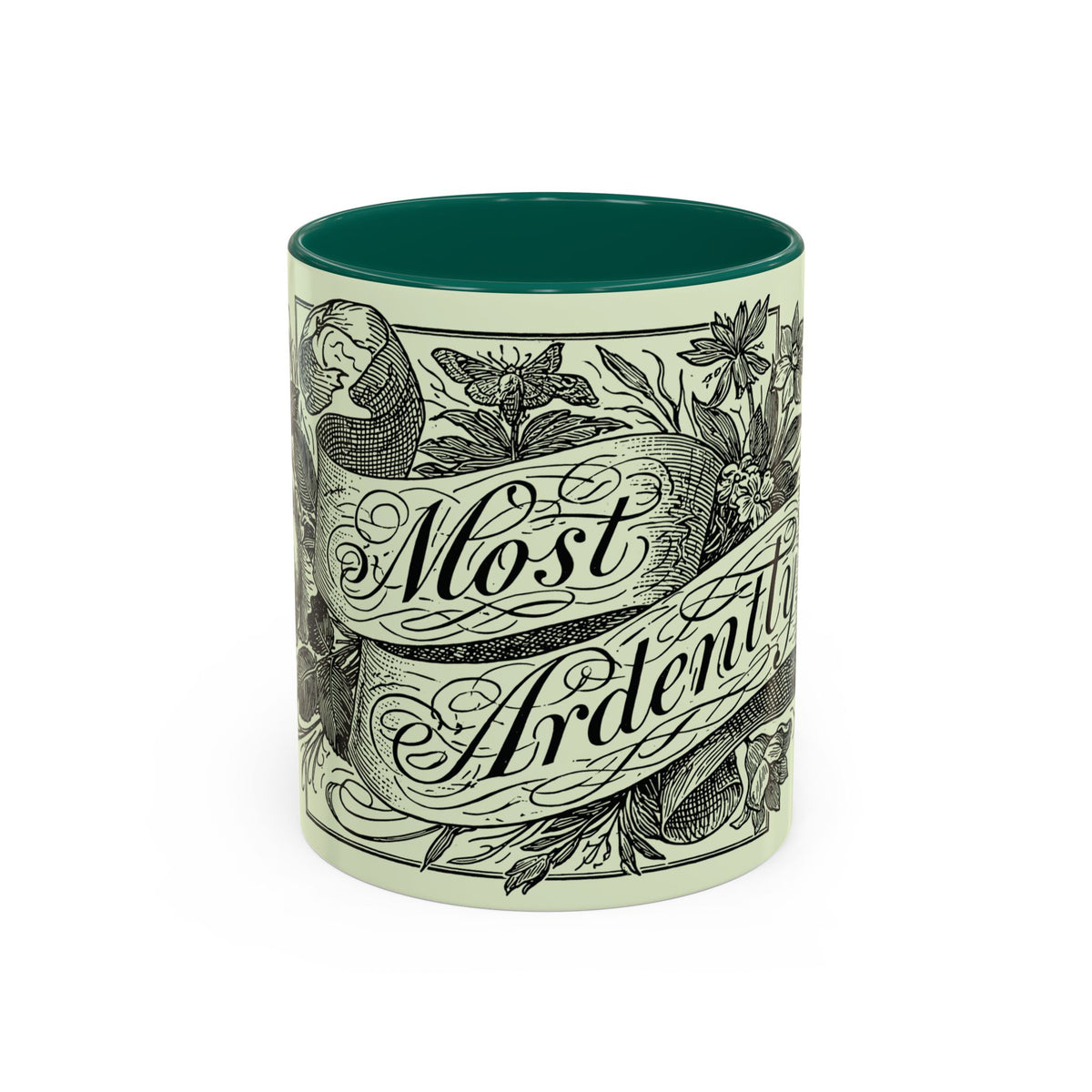 Most Ardently script banner floral Mug | Pink 11 or 15 oz.