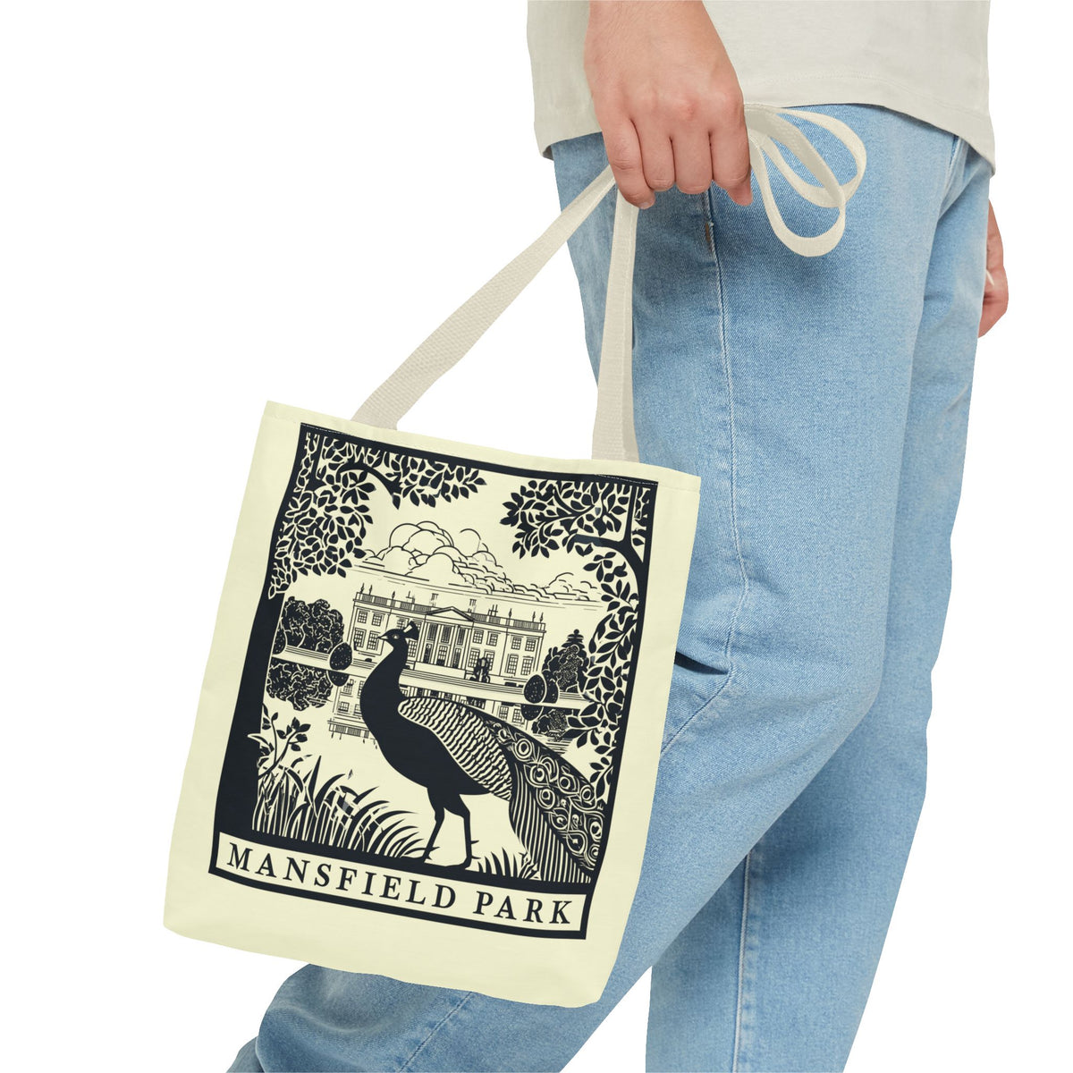 Mansfield Park Illustrated Tote — Vintage Estate Peacock Tote Bag