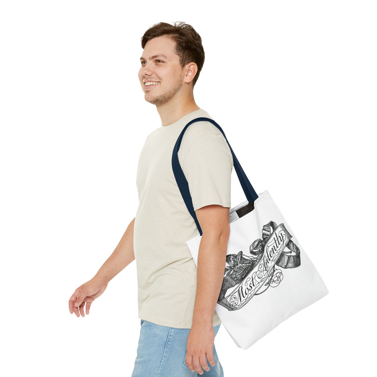 Regency Ribbon Banner Tote — Most Ardently