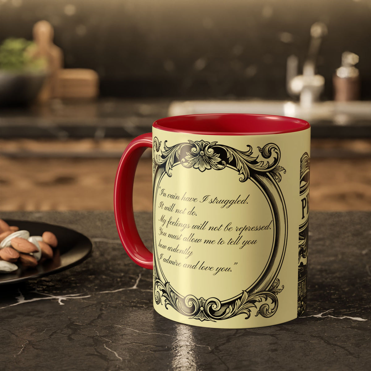 Pride & Prejudice Vintage Illustration Ceramic Mug — Mr. Darcy at Pemberley with Quote (11oz/15oz)