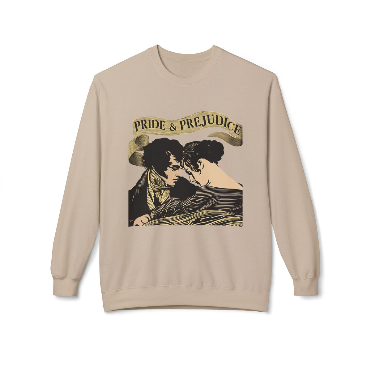 Sepia Toned Pride & Prejudice Crewneck Sweatshirt — Vintage Romance Literary Pullover