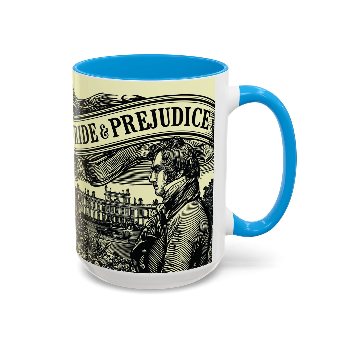 Pride & Prejudice Vintage Illustration Ceramic Mug — Mr. Darcy at Pemberley with Quote (11oz/15oz)