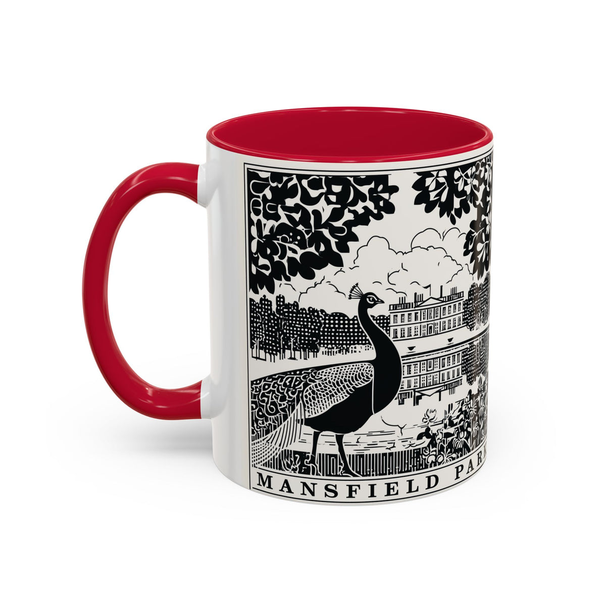 Mansfield Park Peacock Illustration Mug | Vintage Etching Wraparound