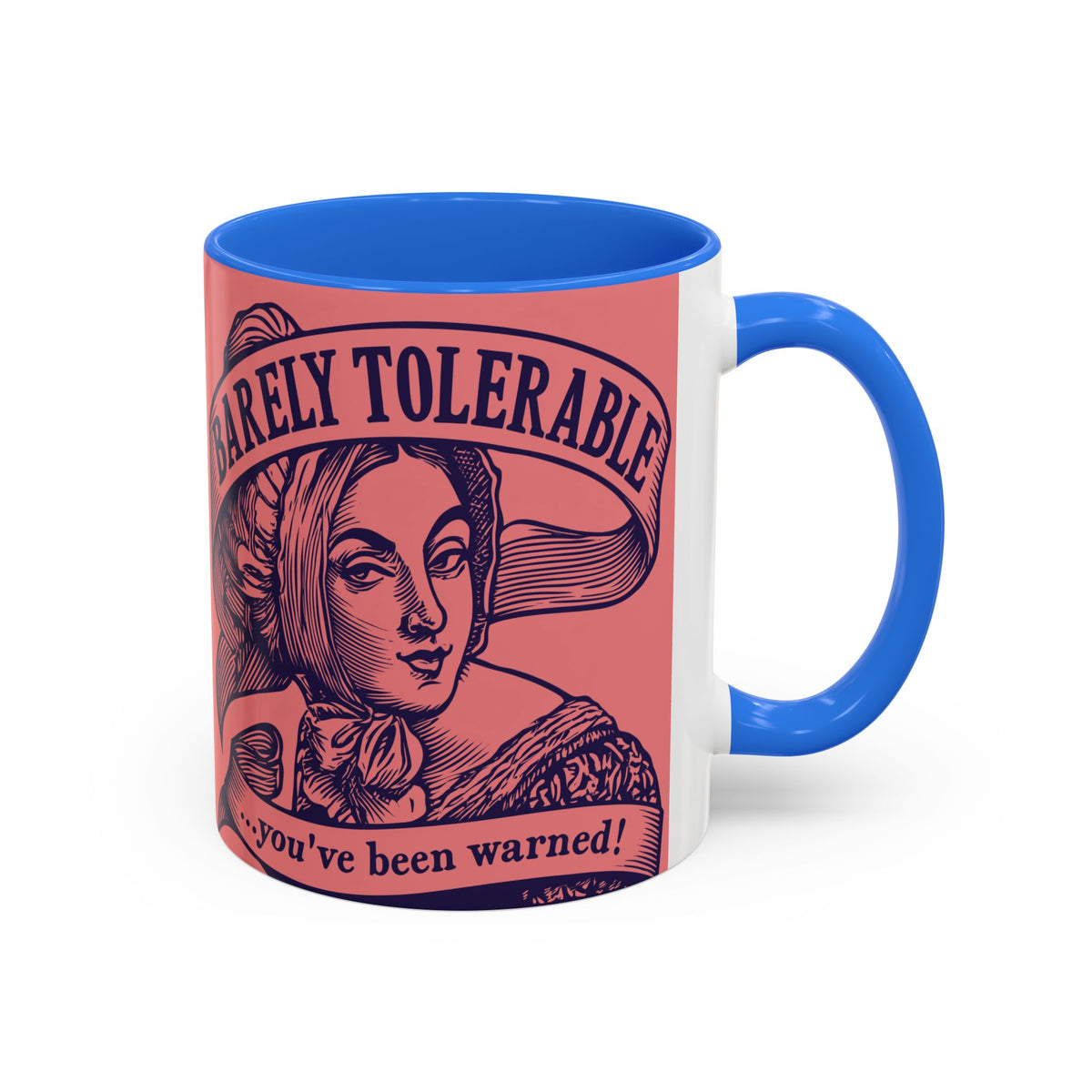 Barely Tolerable Vintage Portrait Mug — Funny Retro Coffee Cup (11oz/15oz)