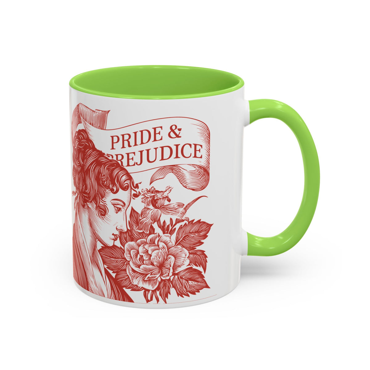 "...follies and nonsense" Elizabeth Bennet Quote  —  Pride & Prejudice Floral Mug (11oz/15oz)