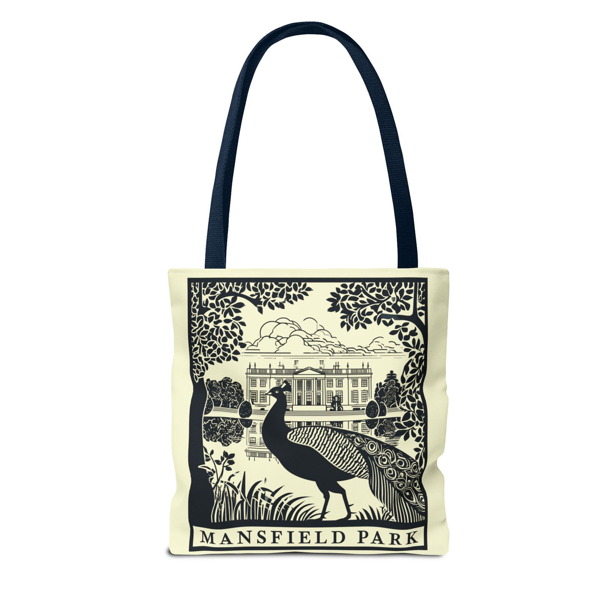Mansfield Park Illustrated Tote — Vintage Estate Peacock Tote Bag