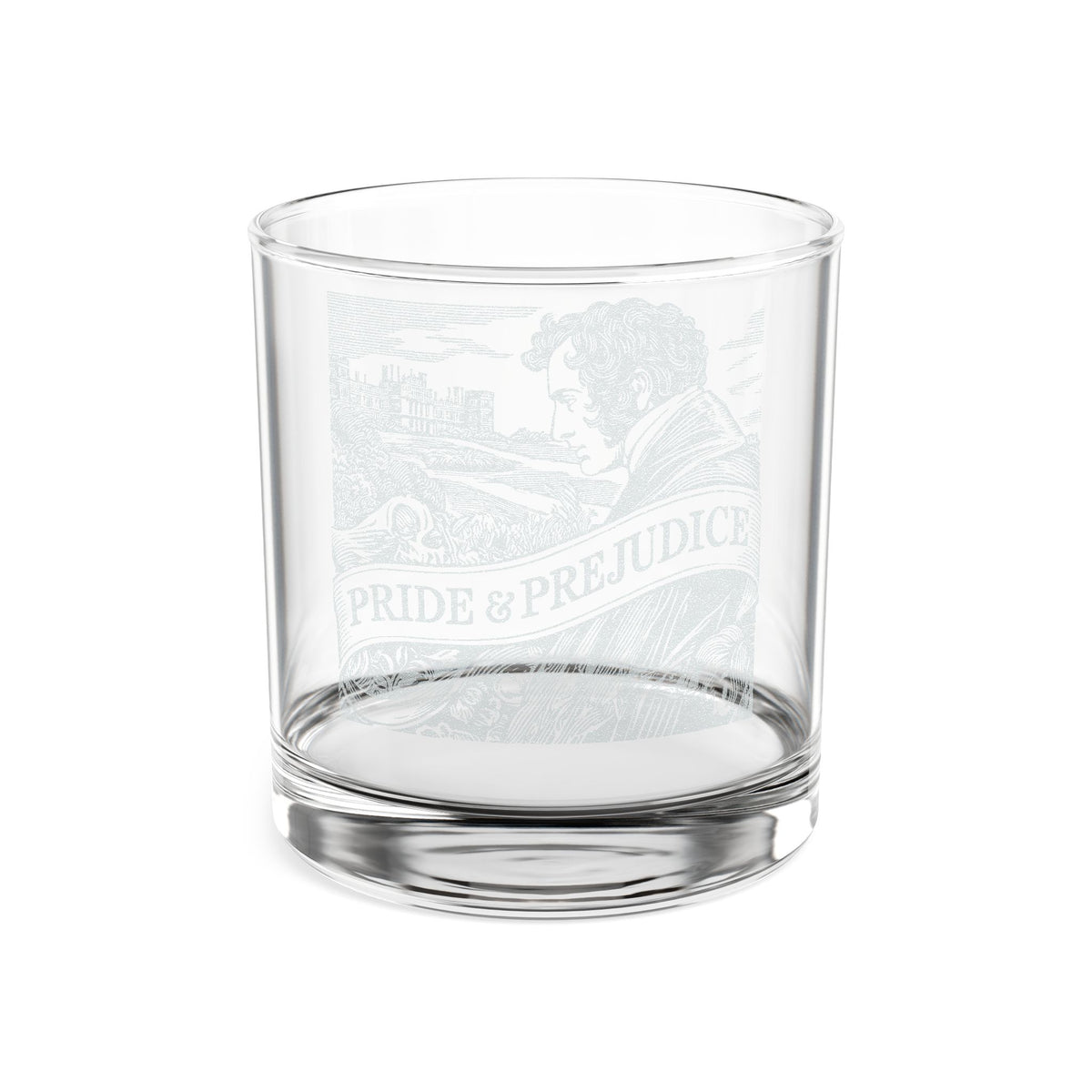 Jane Austen Inspired  Whiskey Glass – 10.5 oz Classic Rocks Tumbler - Pride & Prejudice