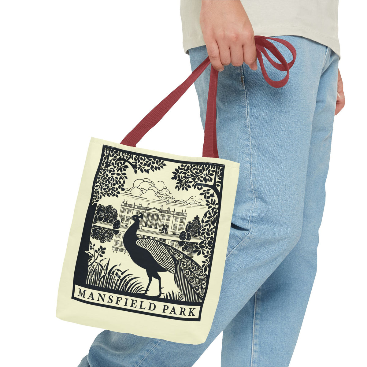 Mansfield Park Illustrated Tote — Vintage Estate Peacock Tote Bag