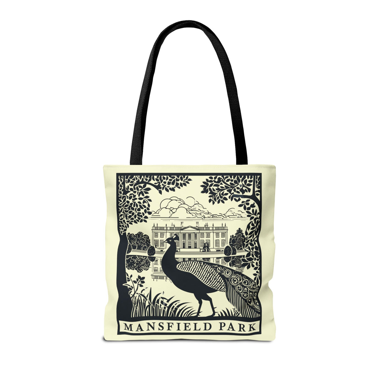 Mansfield Park Illustrated Tote — Vintage Estate Peacock Tote Bag