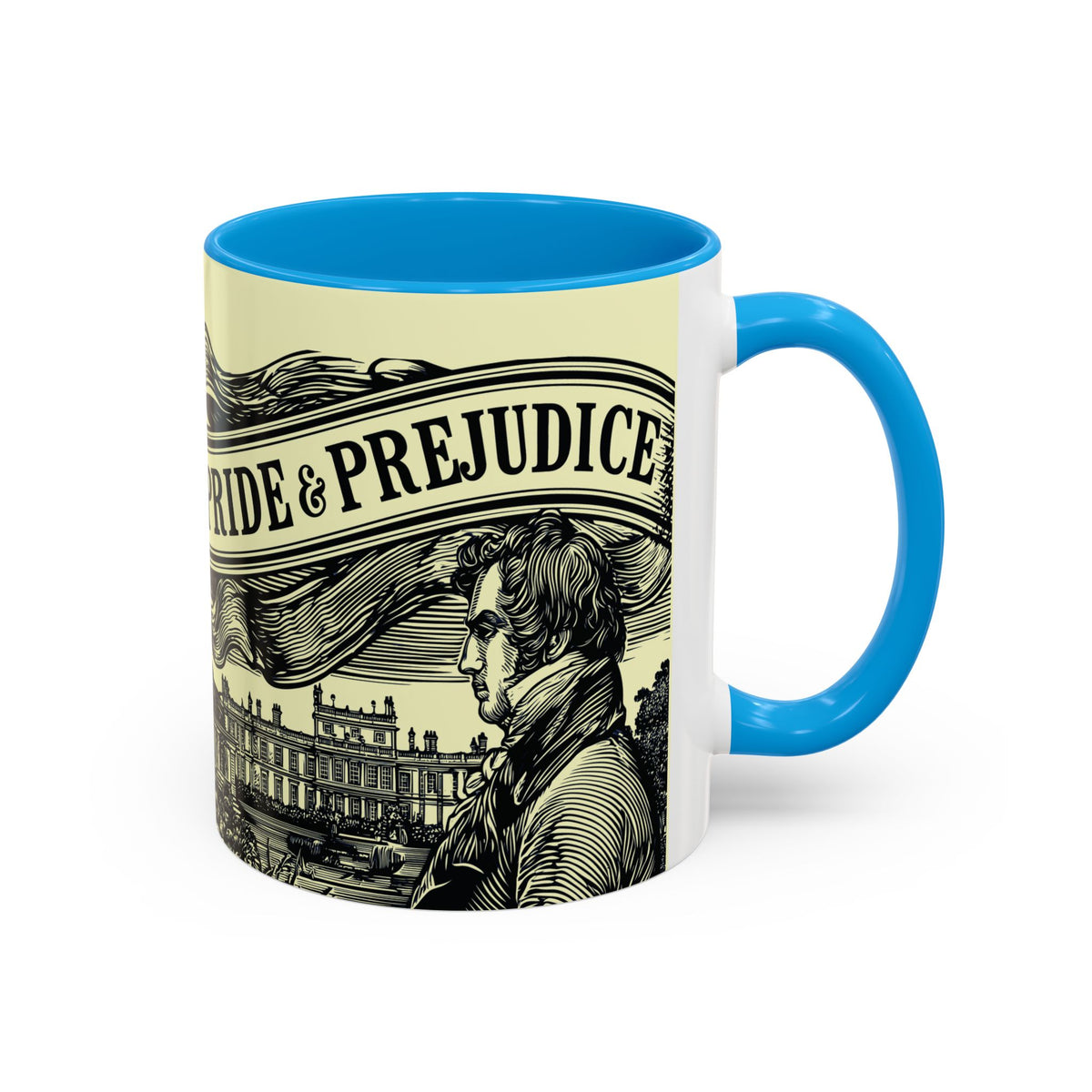 Pride & Prejudice Vintage Illustration Ceramic Mug — Mr. Darcy at Pemberley with Quote (11oz/15oz)