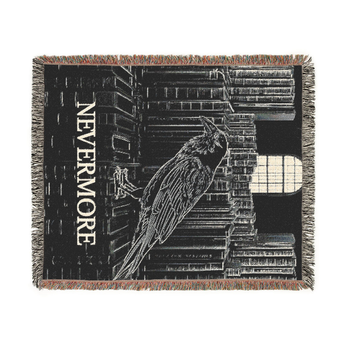 Nevermore Raven Woven Blanket | Gothic Poe Throw, Literary Decor