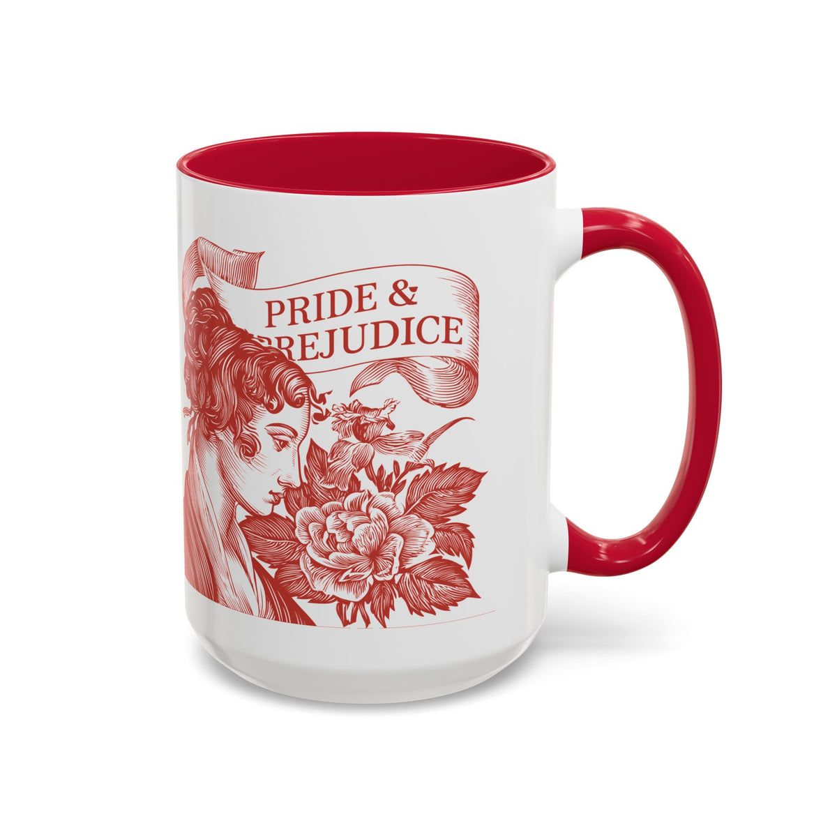 "...follies and nonsense" Elizabeth Bennet Quote  —  Pride & Prejudice Floral Mug (11oz/15oz)