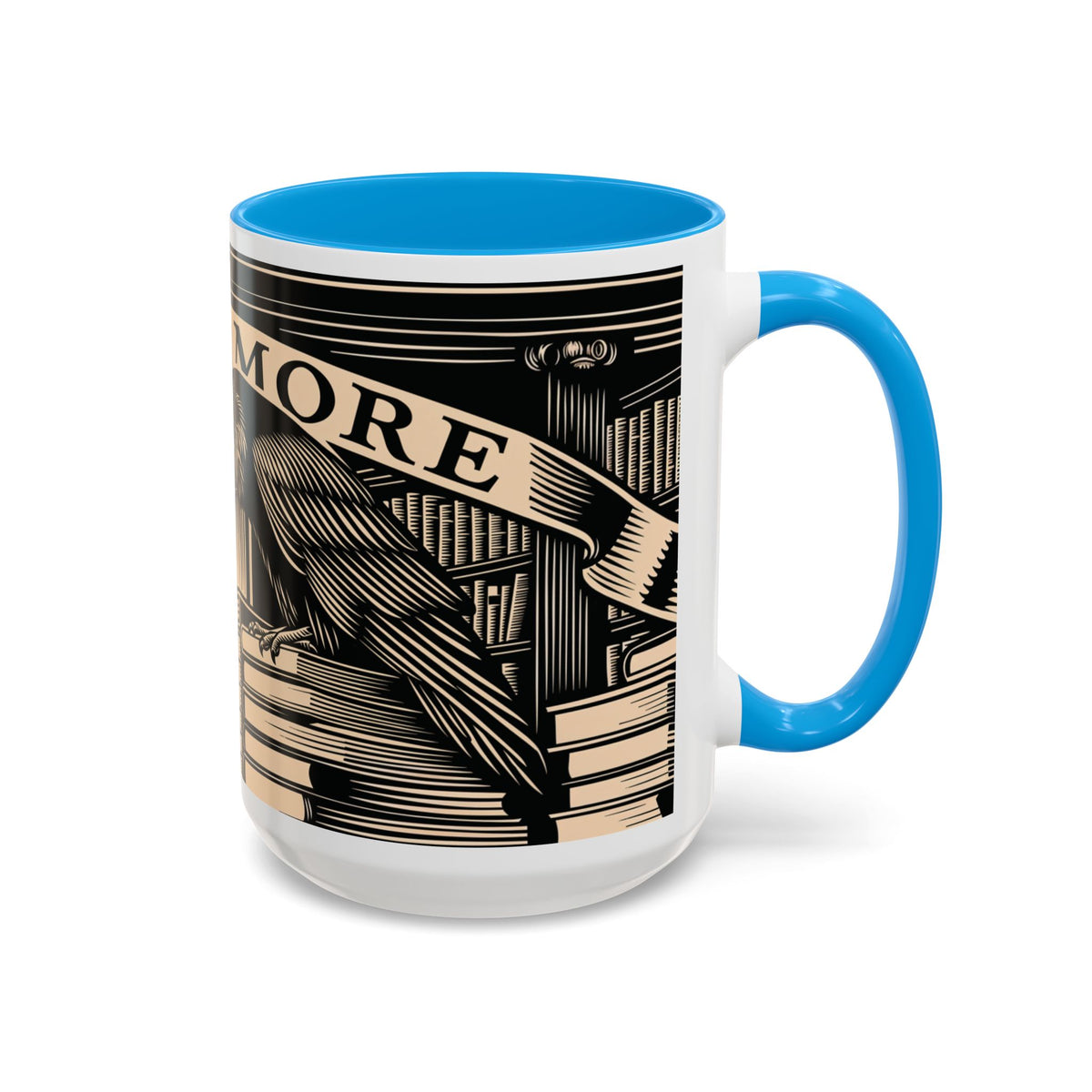 x Nevermore Raven woodcut illustration Mug | Edgar Allan Poe inspired