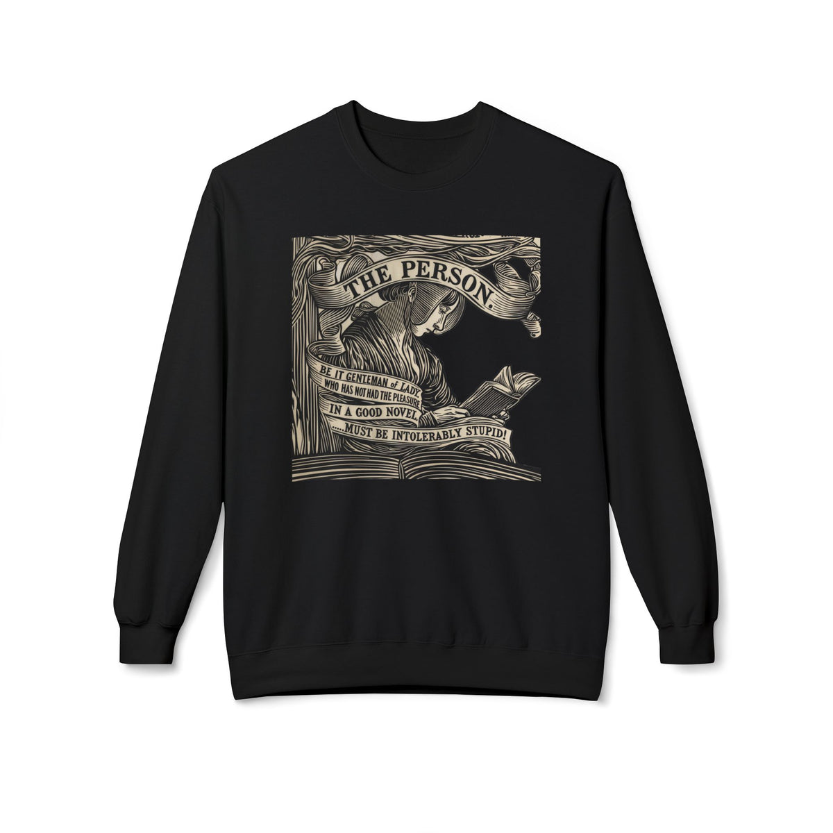 Mary Bennet quip - "The Person ...." Book Illustration Crewneck Sweatshirt