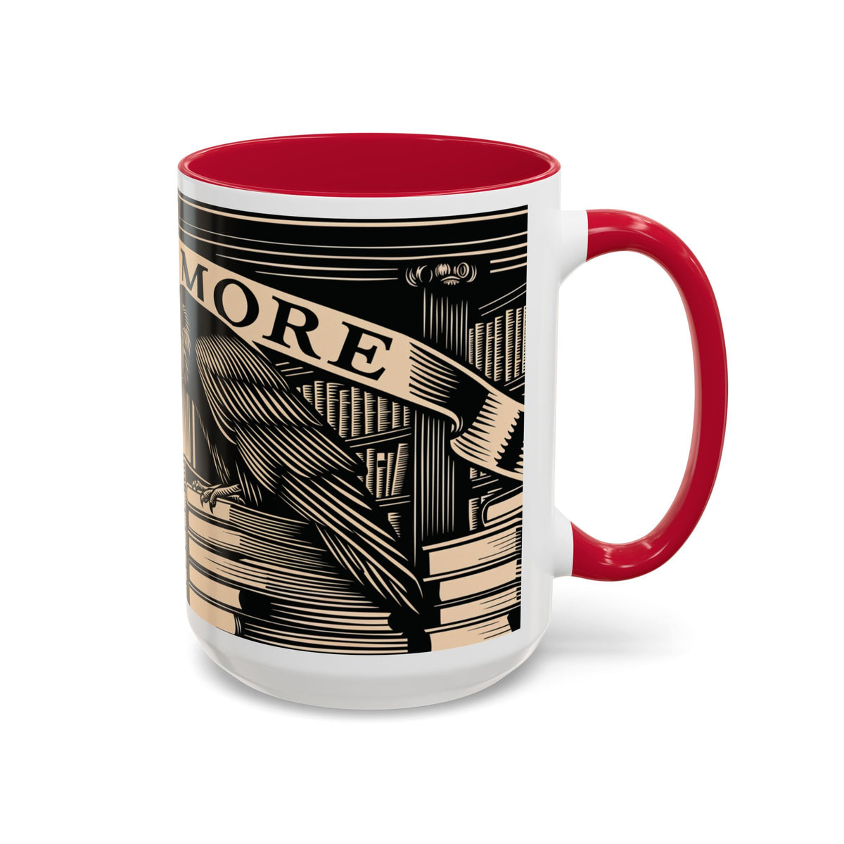 x Nevermore Raven woodcut illustration Mug | Edgar Allan Poe inspired
