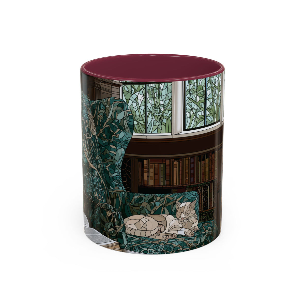 Cozy Reading Nook Cat Mug | Ceramic Coffee Cup 11oz 15oz