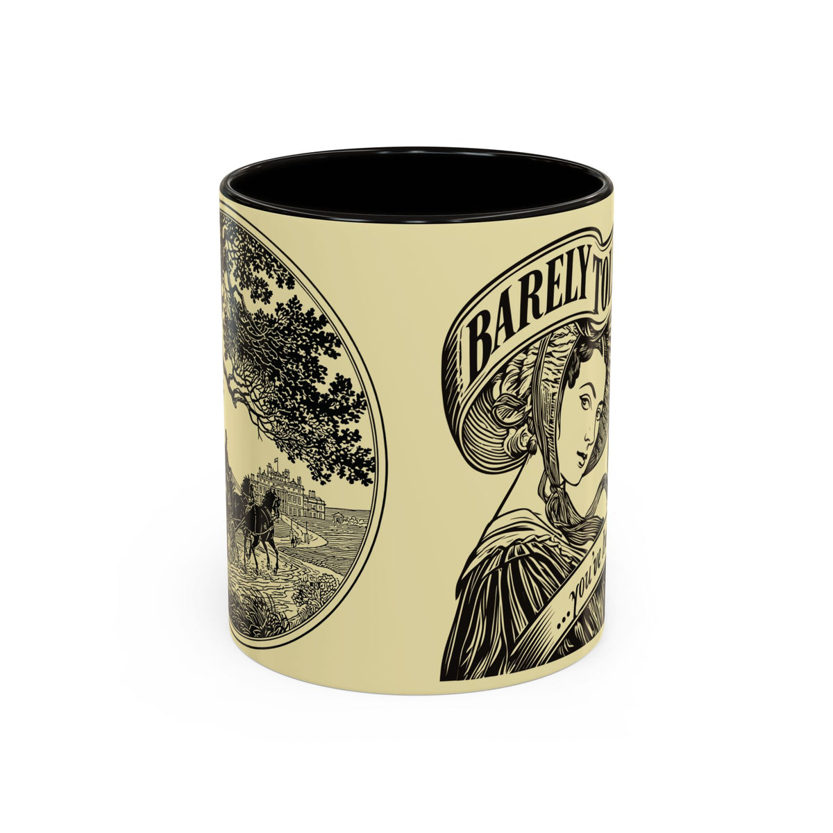 Vintage 'Barely Tolerable' Illustration Coffee Mug (11oz/15oz)