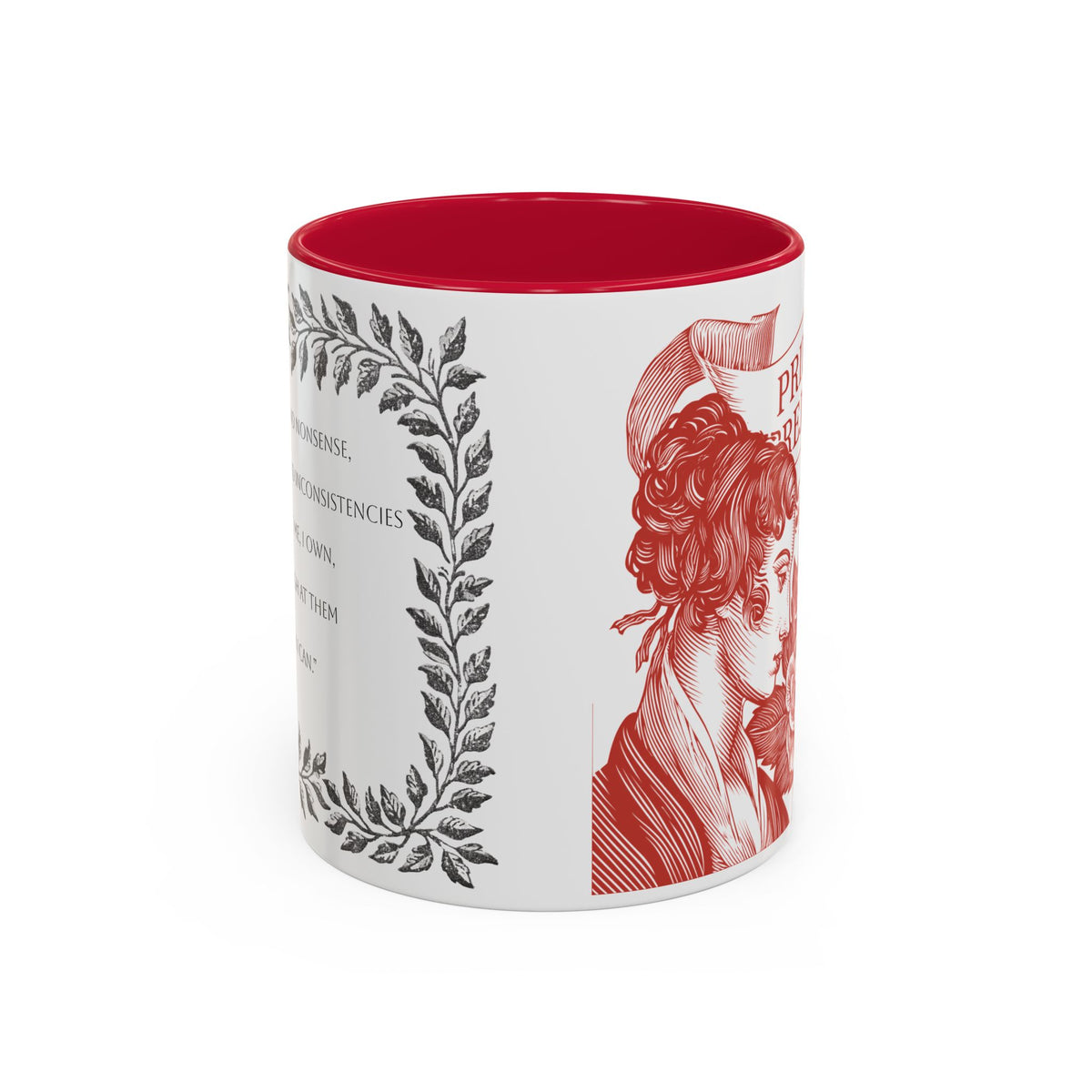 "...follies and nonsense" Elizabeth Bennet Quote  —  Pride & Prejudice Floral Mug (11oz/15oz)