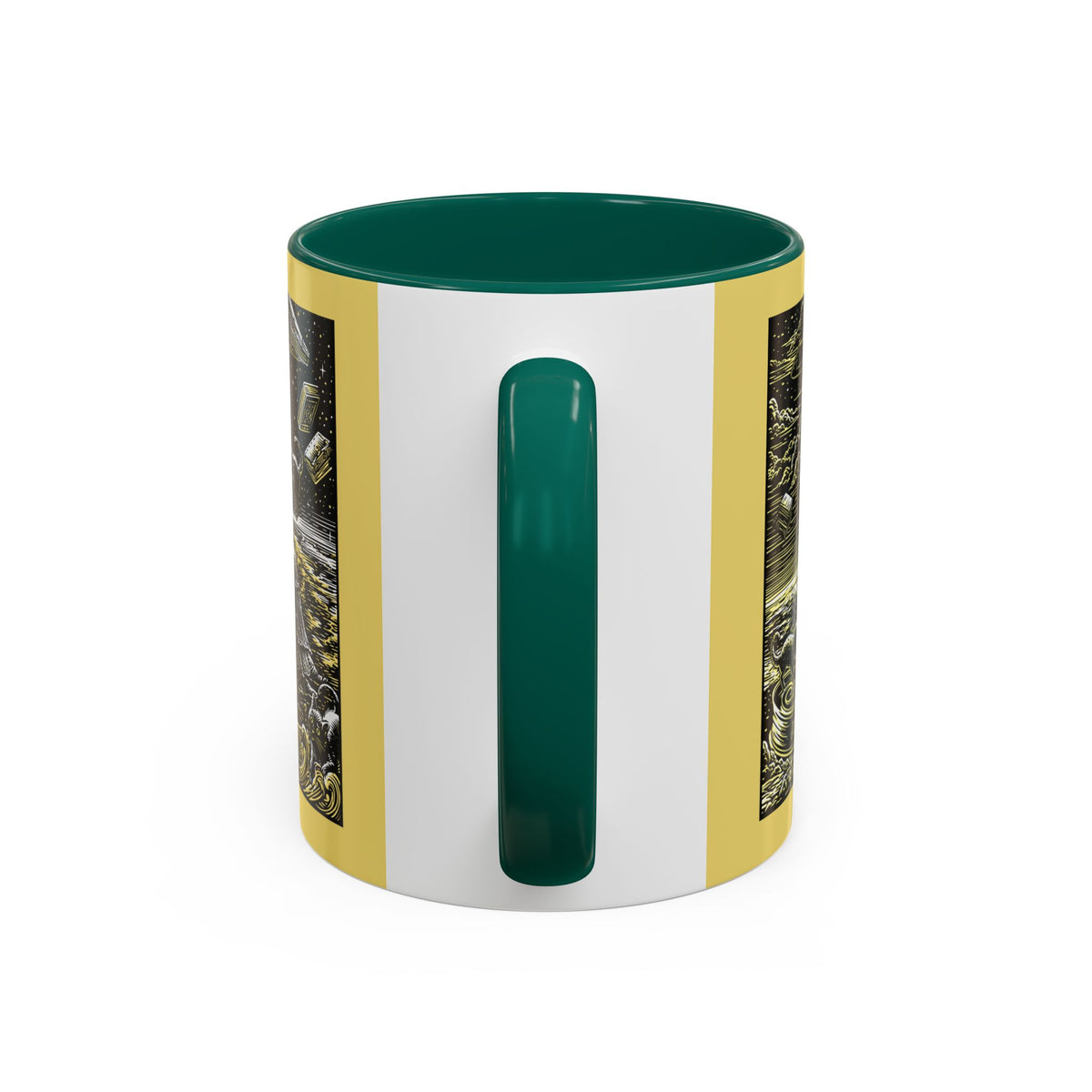 "Just One More Chapter" Under UFO Illustration Mug | Color Accent Coffee Cup