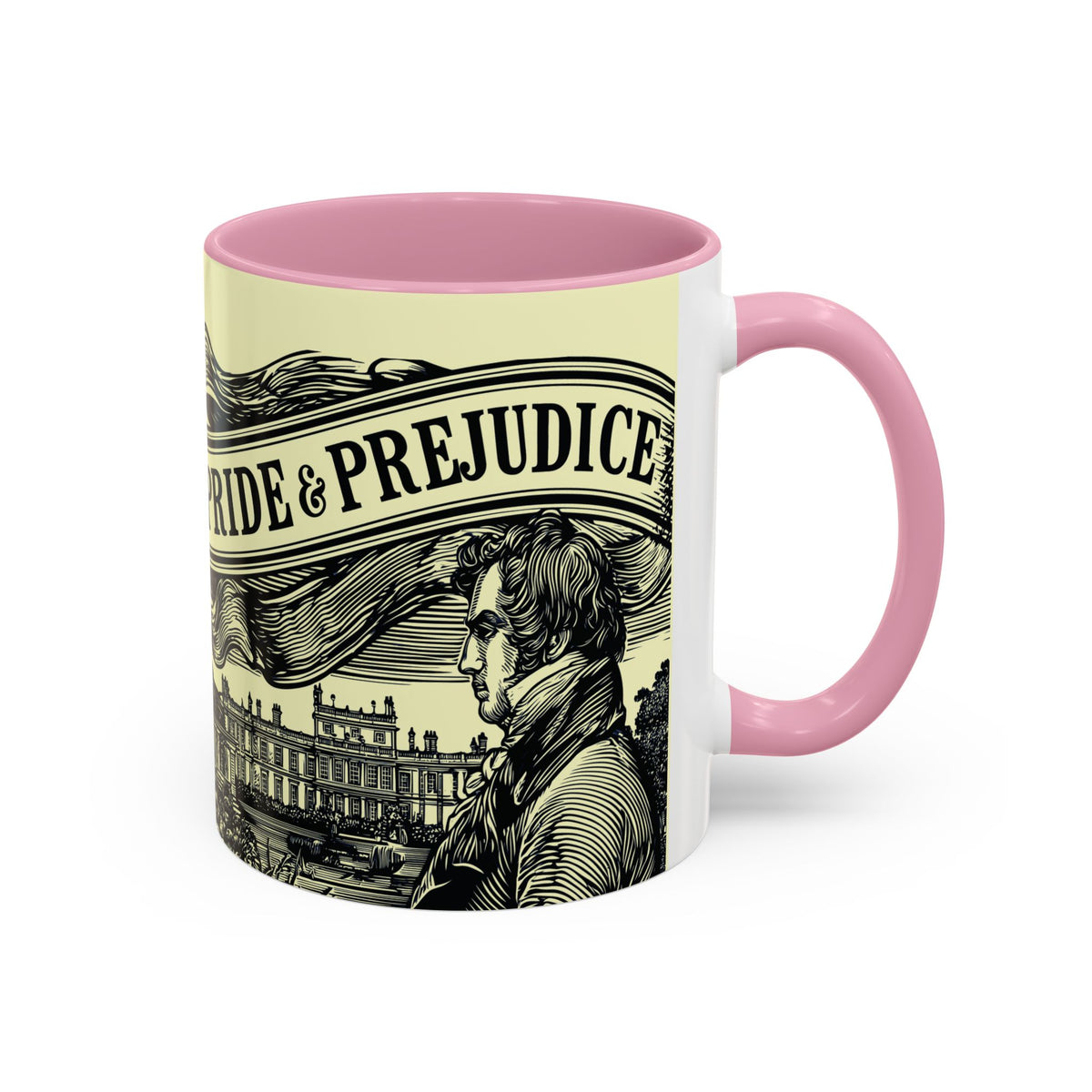 Pride & Prejudice Vintage Illustration Ceramic Mug — Mr. Darcy at Pemberley with Quote (11oz/15oz)