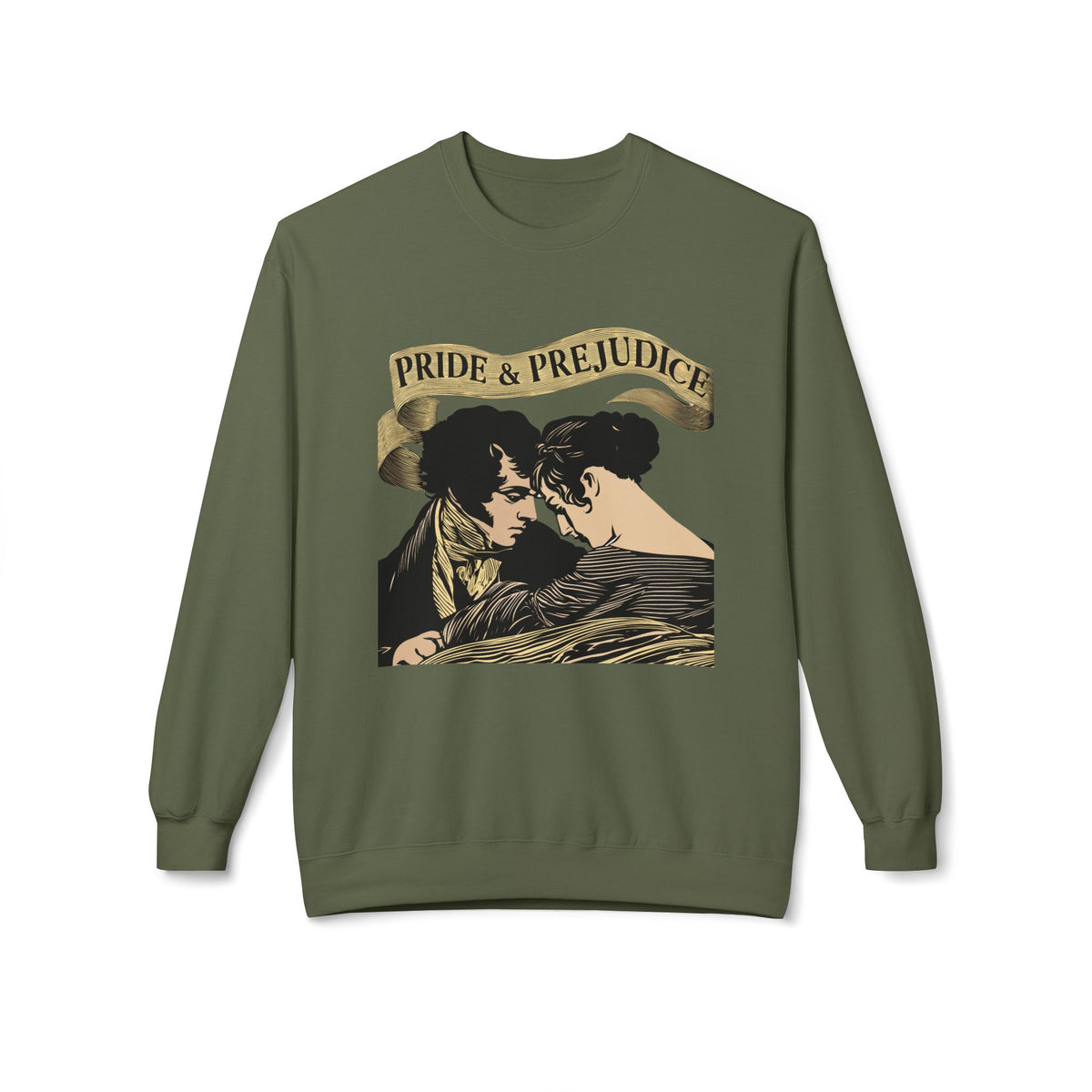Sepia Toned Pride & Prejudice Crewneck Sweatshirt — Vintage Romance Literary Pullover