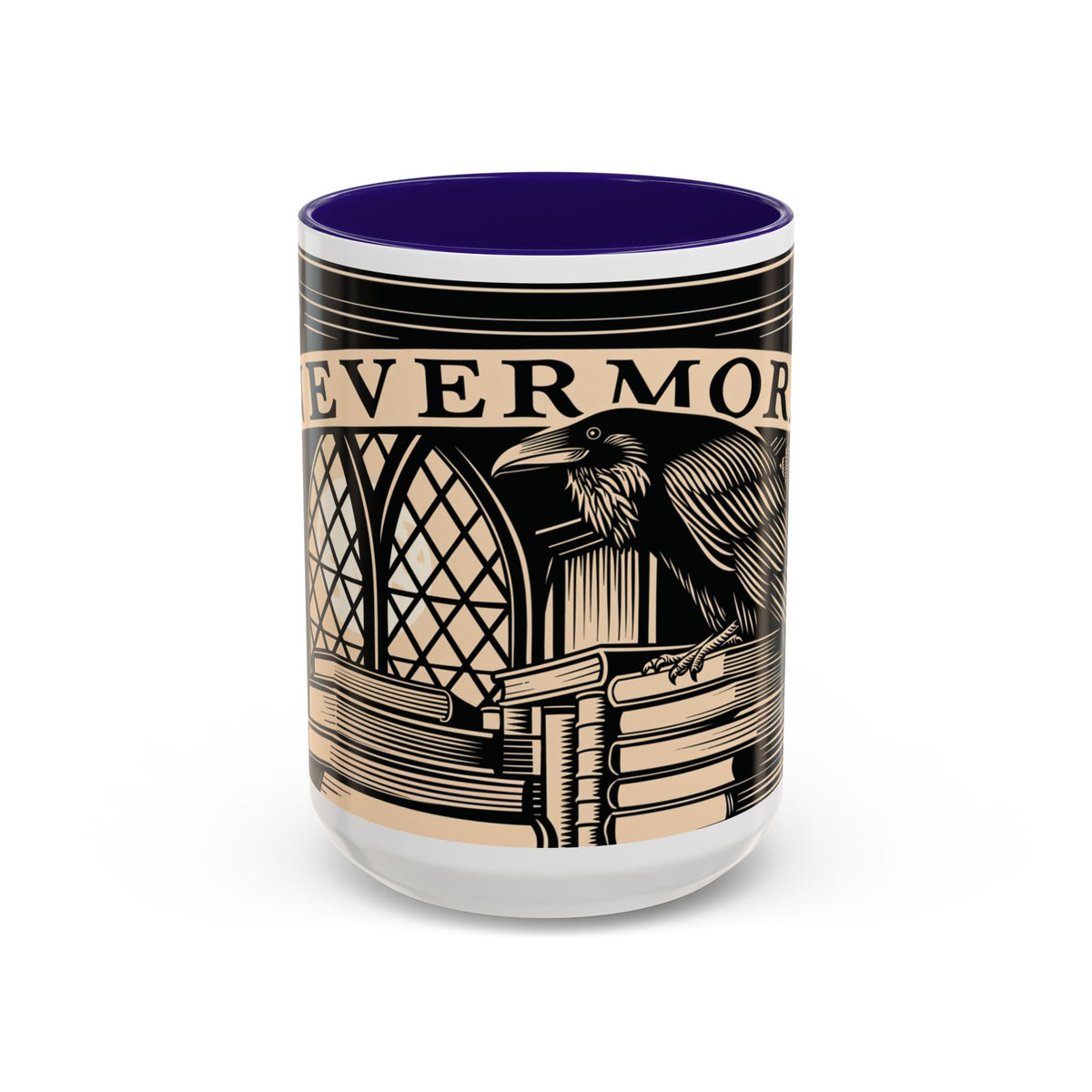 x Nevermore Raven woodcut illustration Mug | Edgar Allan Poe inspired
