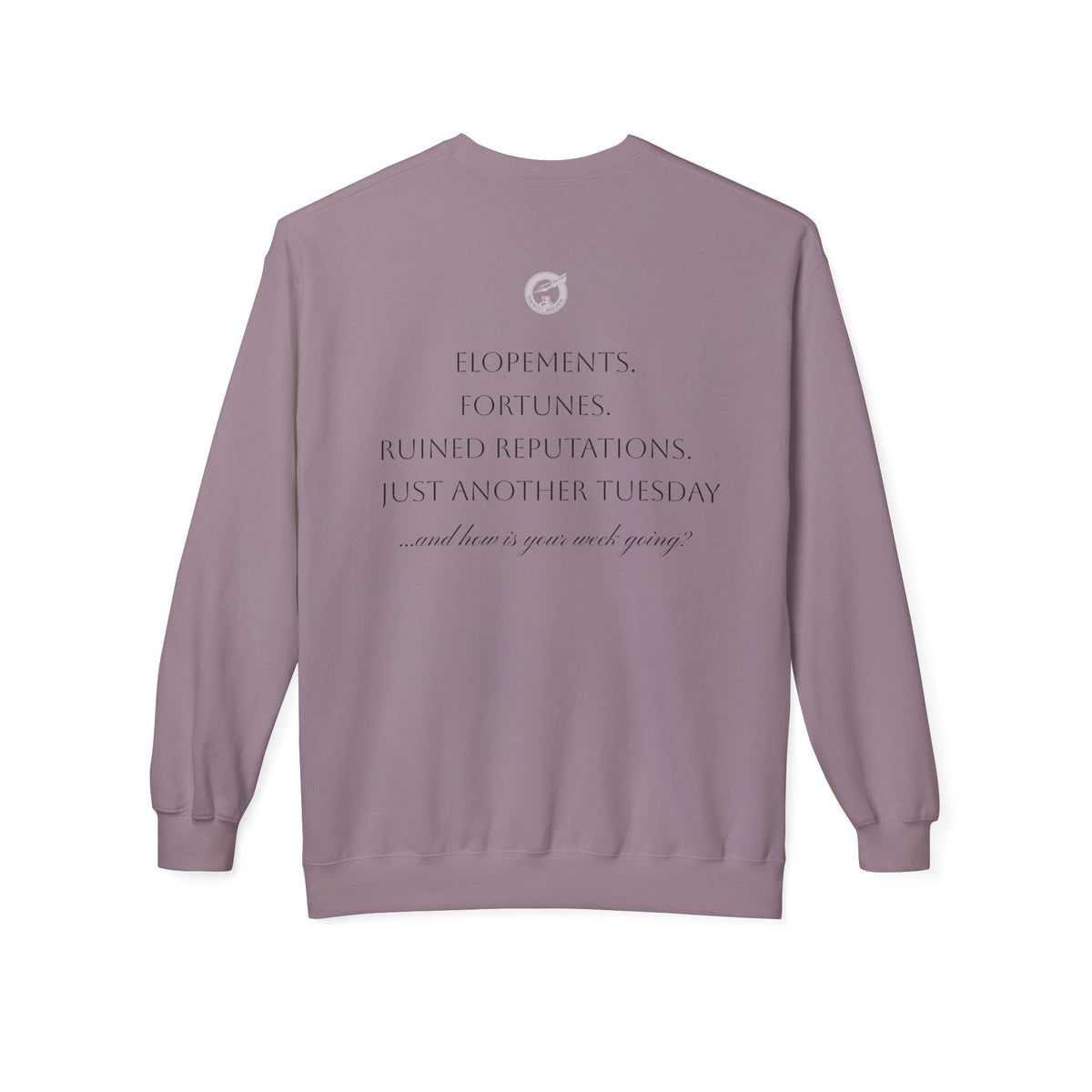 Regency Drama Crewneck Sweatshirt — "Rife With Regency Drama" Vintage Floral Graphic