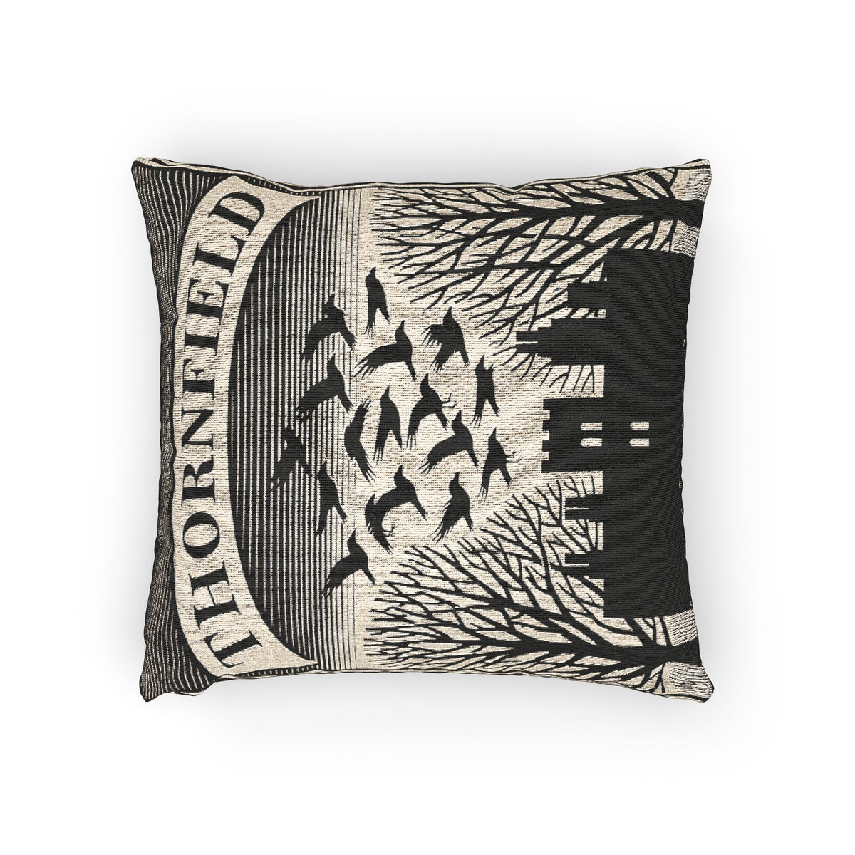 Gothic Manor Woven Pillow — Thornfield Hall Silhouette Throw