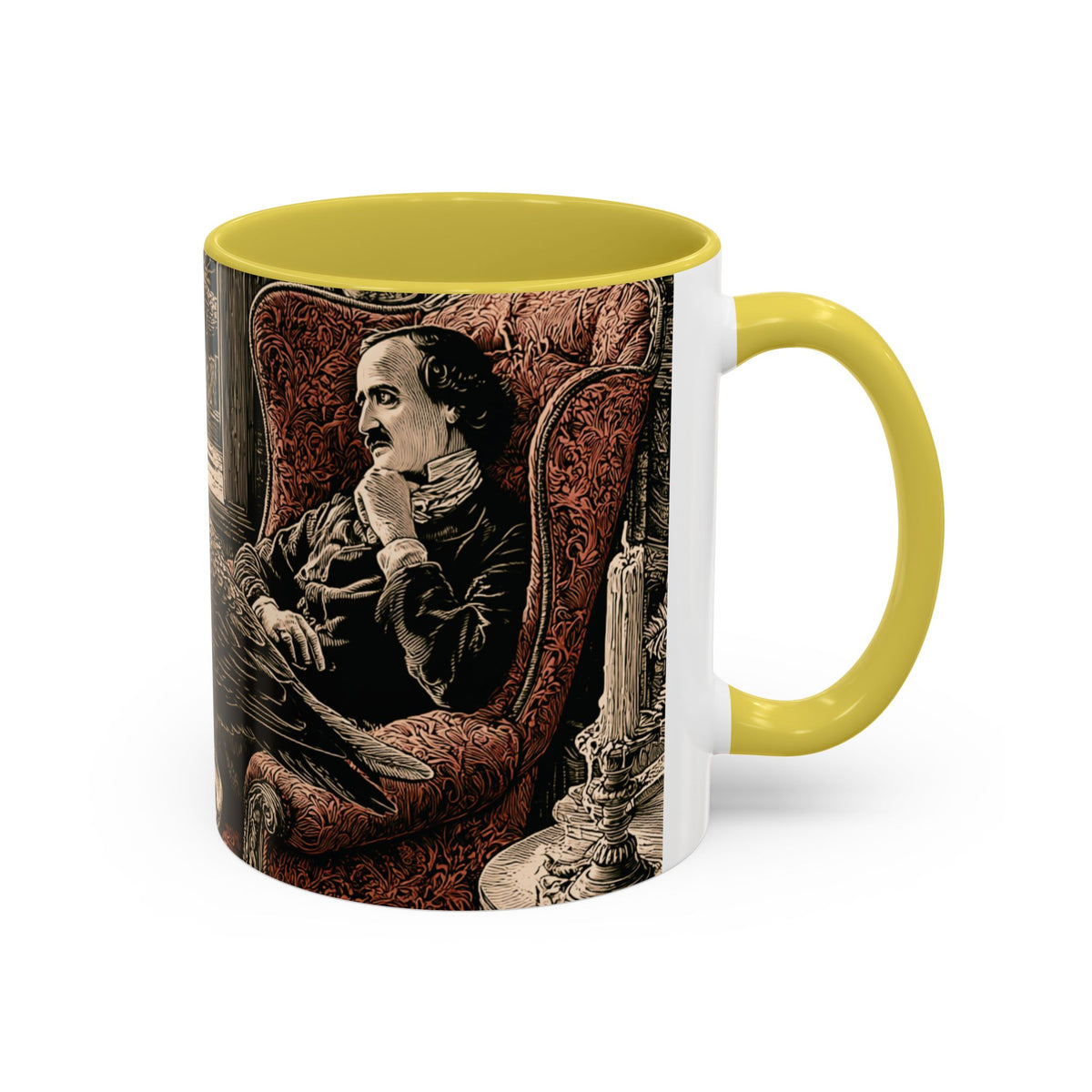 Edgar Allan Poe Raven Portrait Mug | Ceramic Coffee Cup