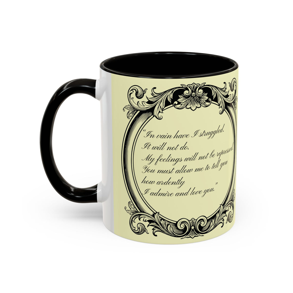 Pride & Prejudice Vintage Illustration Ceramic Mug — Mr. Darcy at Pemberley with Quote (11oz/15oz)