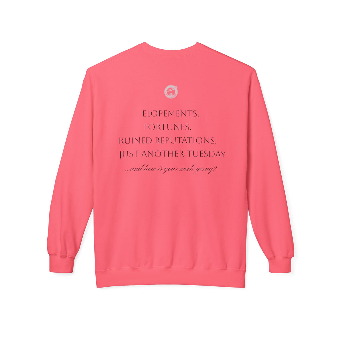 Regency Drama Crewneck Sweatshirt — "Rife With Regency Drama" Vintage Floral Graphic