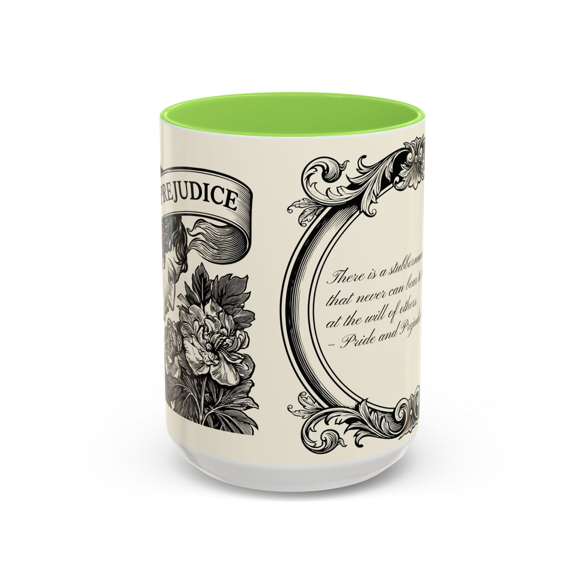 Quote from Pride & Prejudice Vintage Floral Mug — “Pride & Prejudice” Ceramic Book Lover Mug (11oz/15oz)