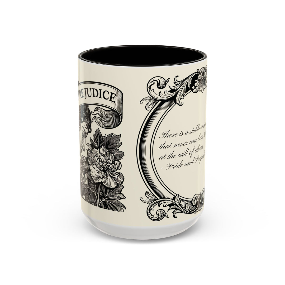 Quote from Pride & Prejudice Vintage Floral Mug — “Pride & Prejudice” Ceramic Book Lover Mug (11oz/15oz)