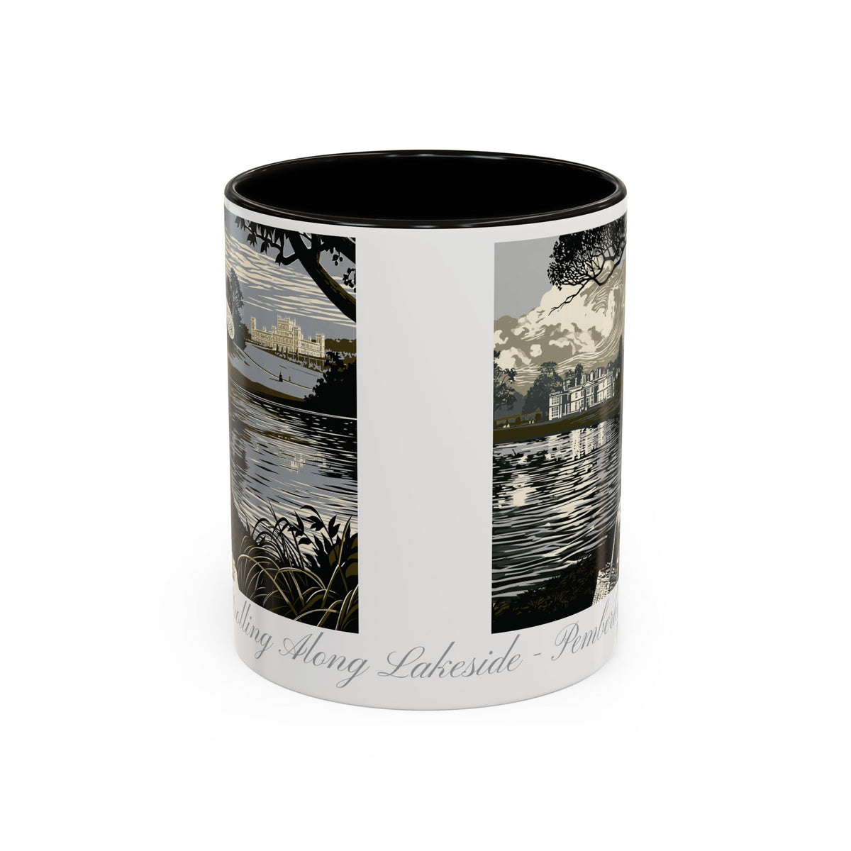 'Strolling Pemberley' Ceramic Coffee Cup — Vintage Regency Silhouette Mug