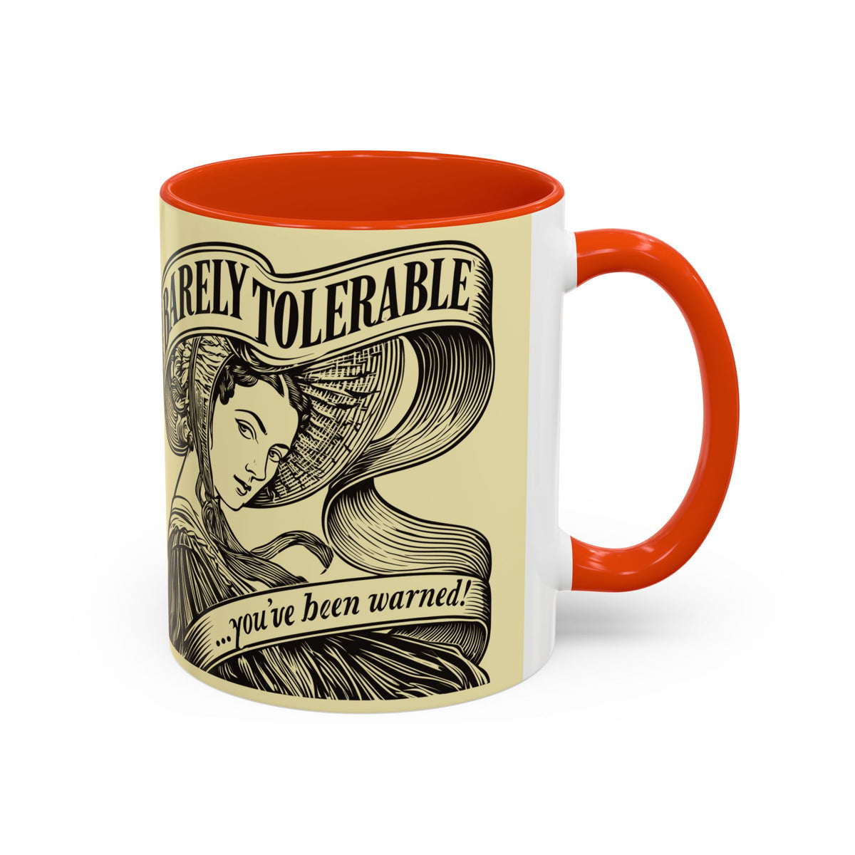Vintage 'Barely Tolerable' Illustration Coffee Mug (11oz/15oz)